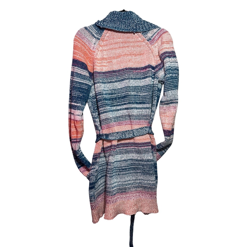 Sundance Cardigan Sweater Womens L Belted‎ Shawl Collar Boho Stripe - Picture 2 of 4